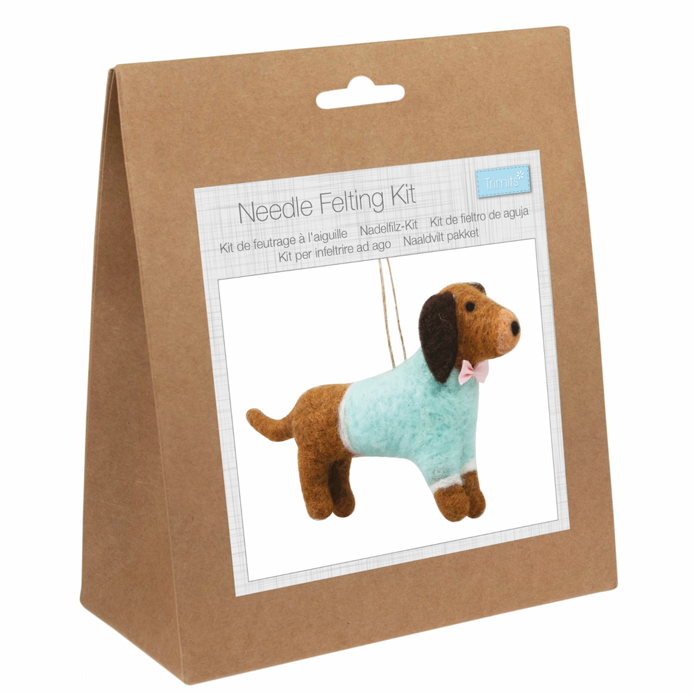 Needle Felting Decoration Kit: Dachshund Dog With Bow Tie