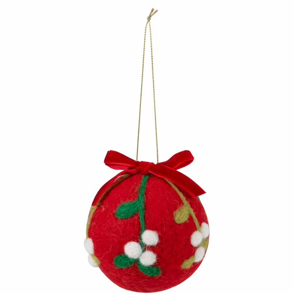 Needle Felting Kit: Red Christmas Mistletoe Bauble