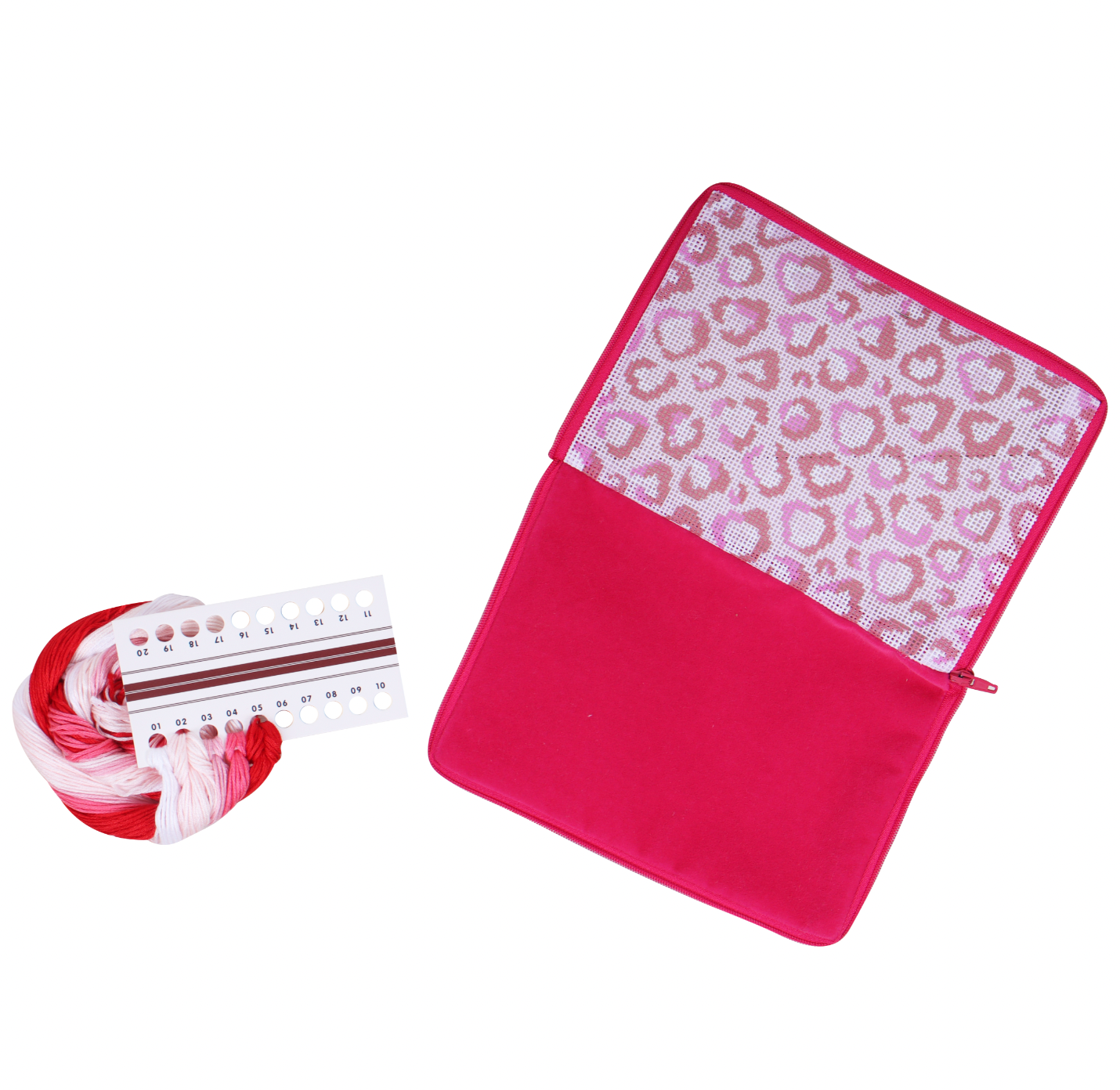 Pink Leopard Print Cross Stitch Make-Up Bag Kit