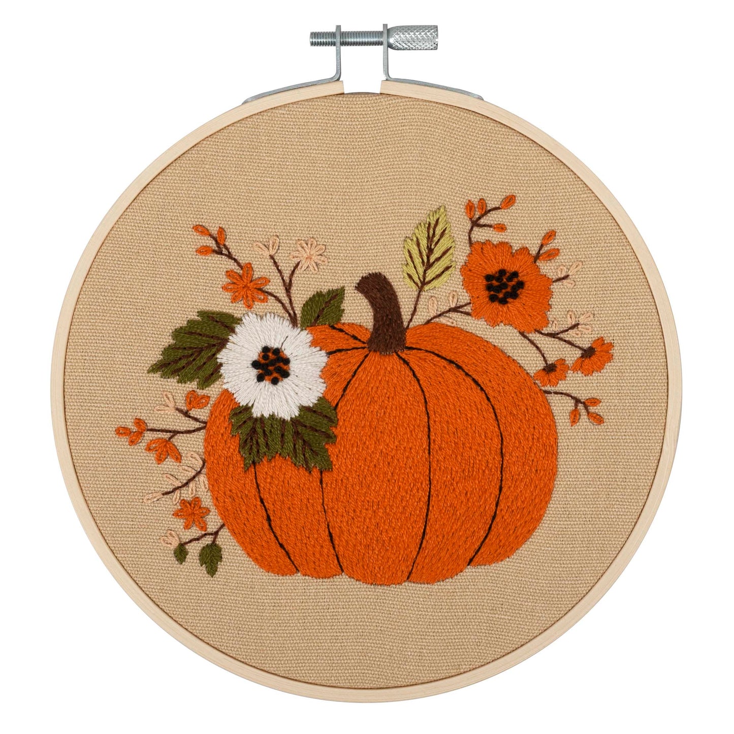 Embroidery Kit with Hoop: Pumpkin