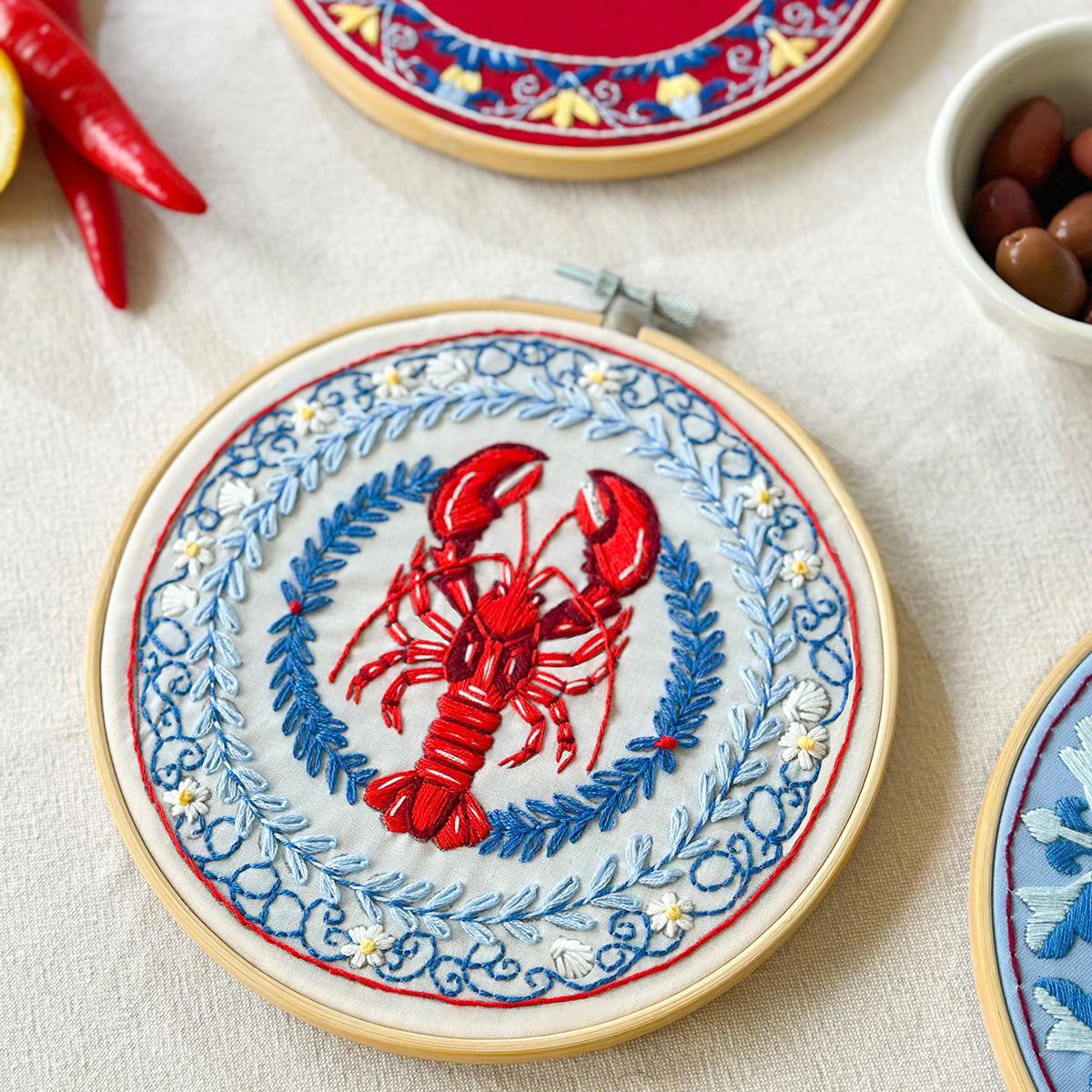 Italian Lobster Plate 7" Embroidery Kit