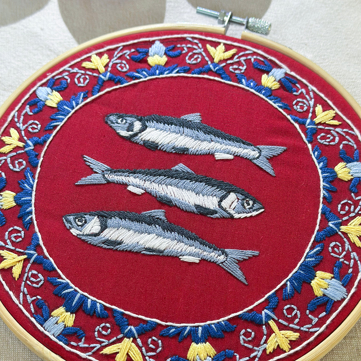 Sicilian Sardines Plate 7" Embroidery Kit