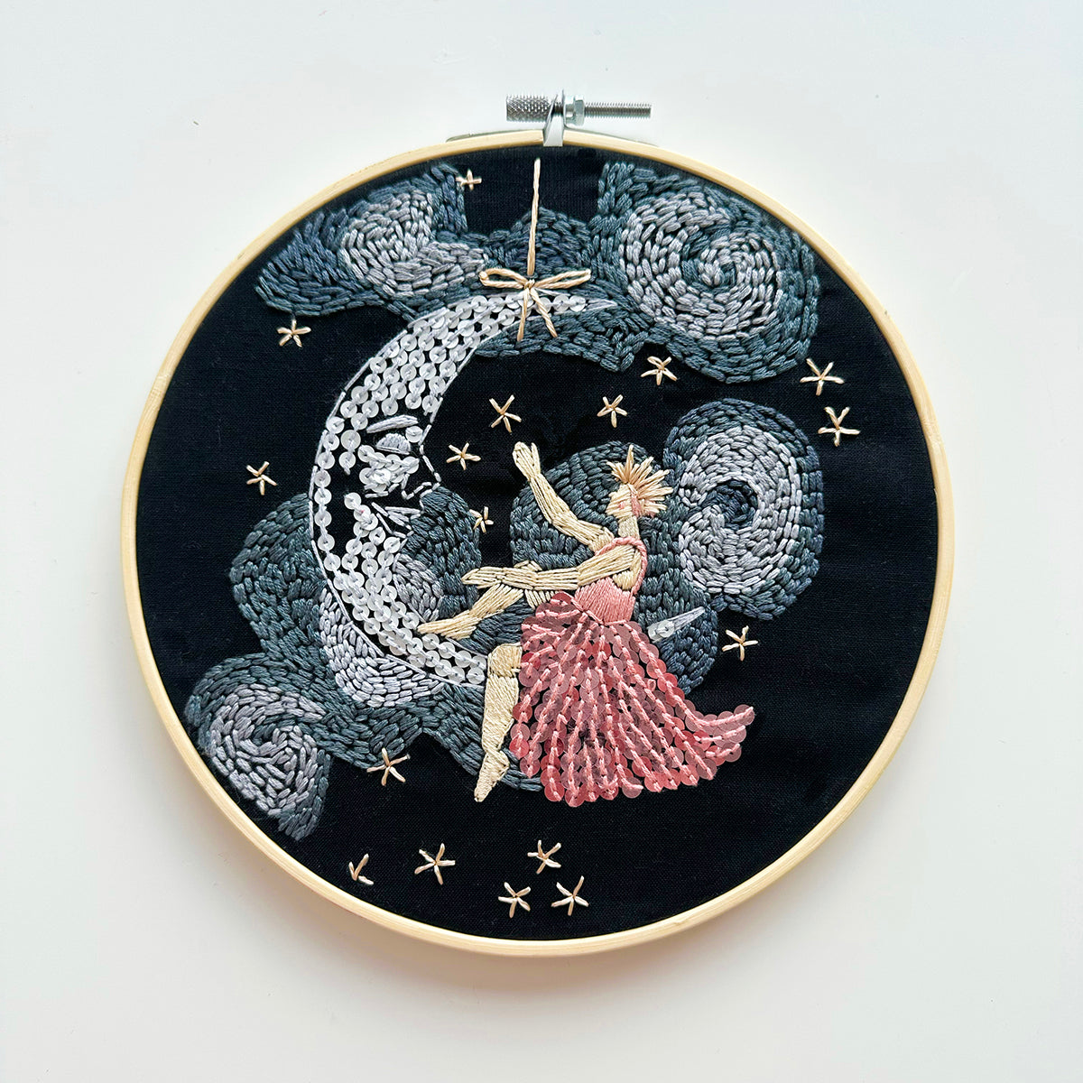 The Aerialist in the Moon Embroidery – 8 inch
