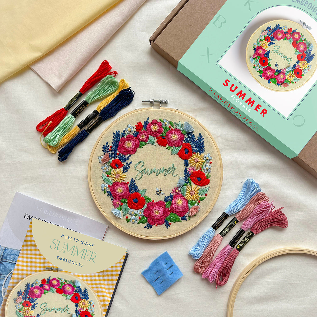 Summer Florals Embroidery - 8-inch hoop