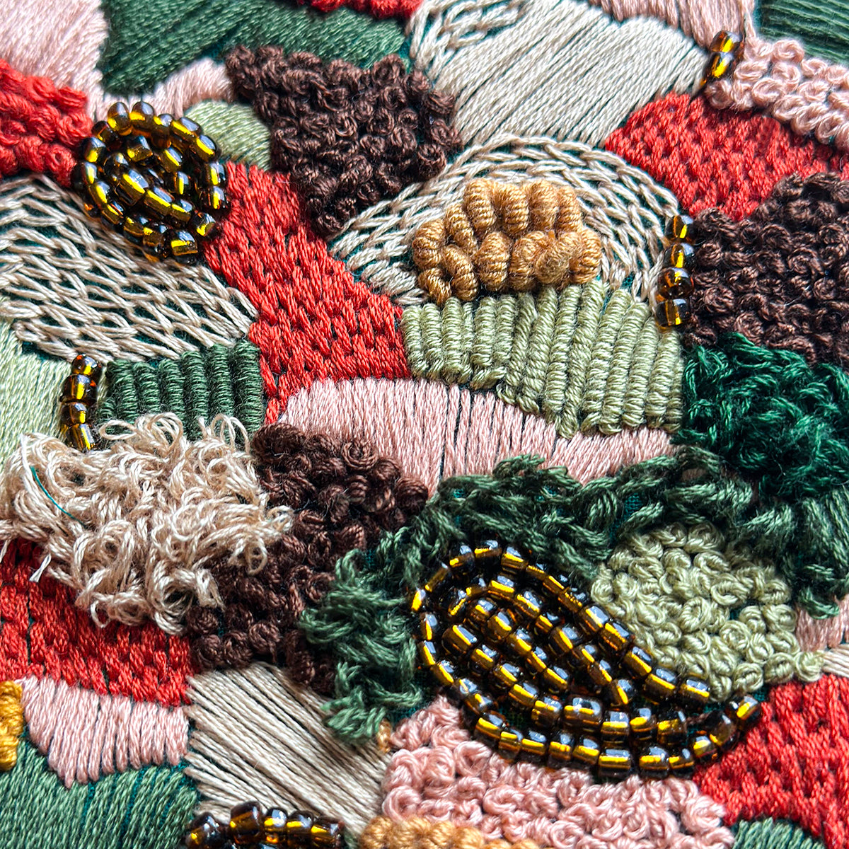 Textured Moss Embroidery, 7 inch