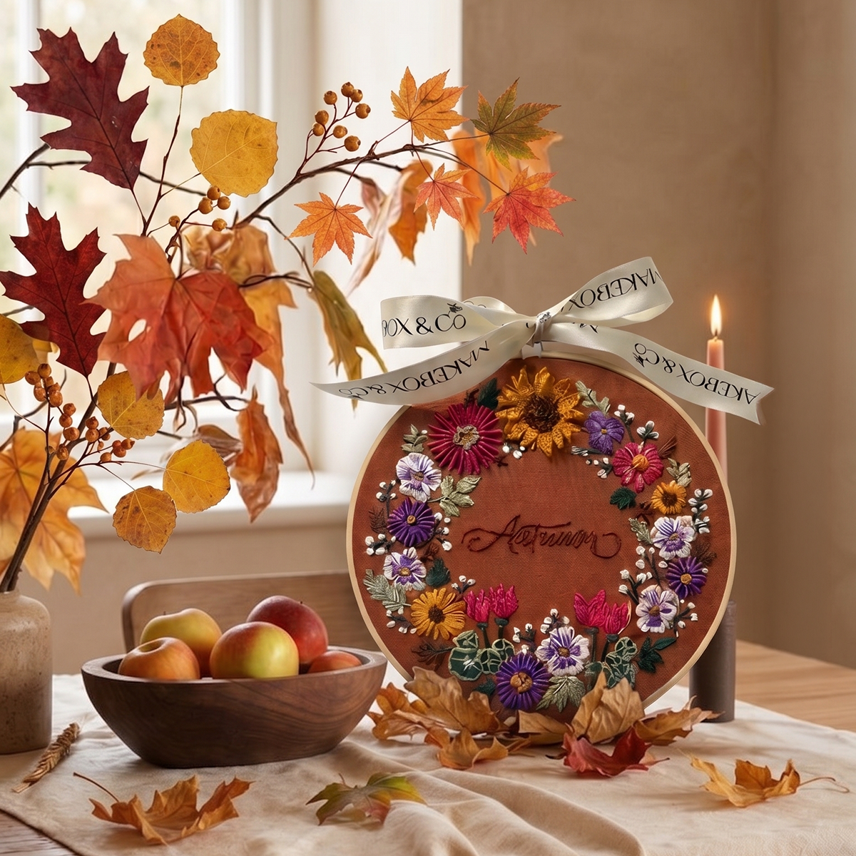 Autumn Florals Embroidery, 8 inch