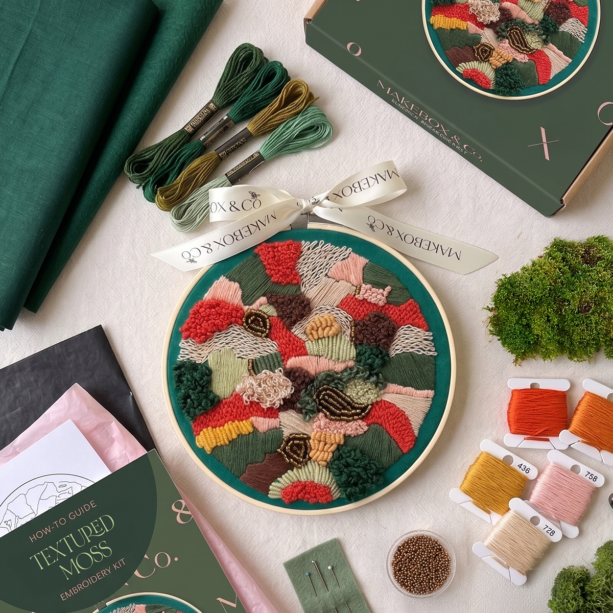 Textured Moss Embroidery, 7 inch