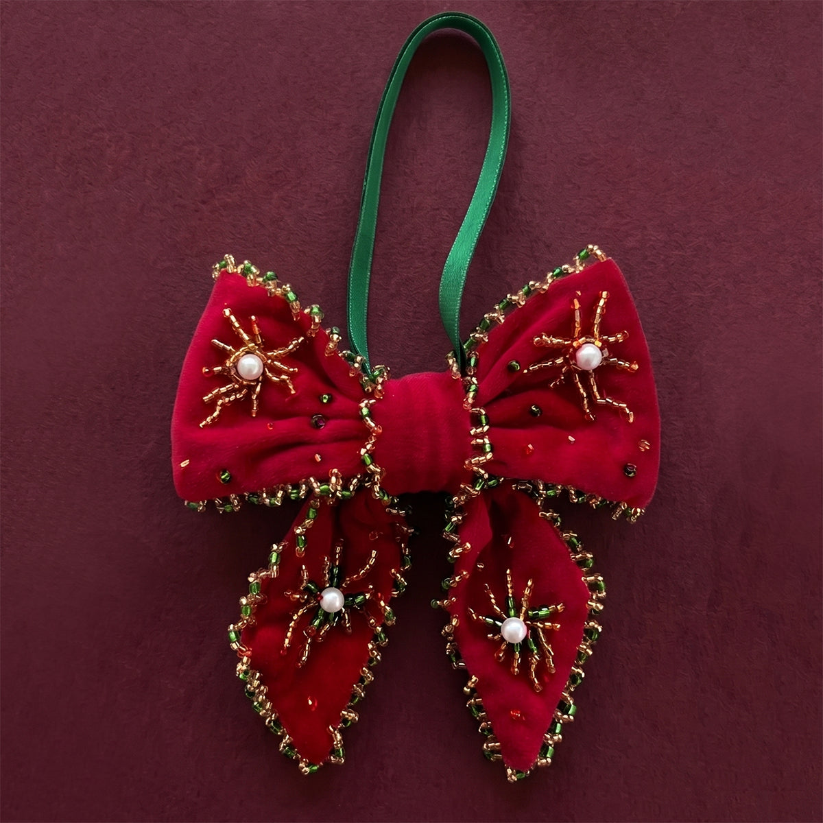 Velvet Beaded Bow Decoration Sewing Kit