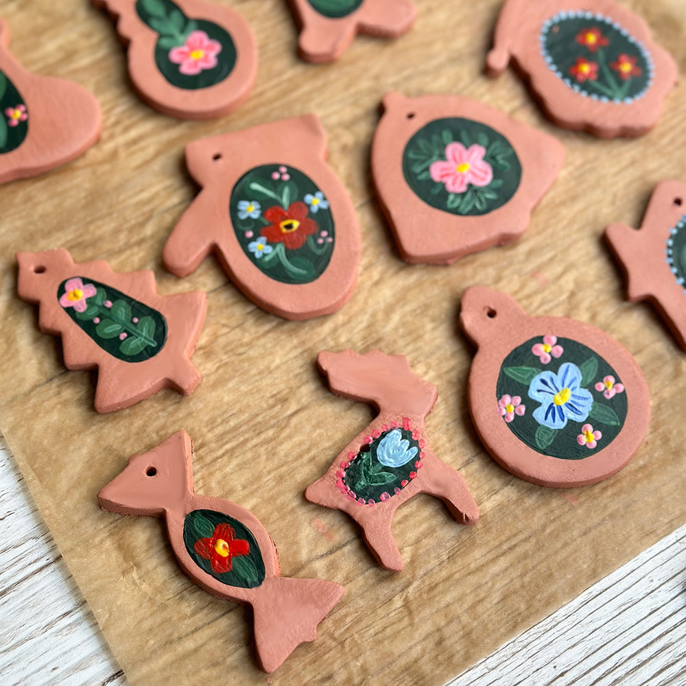 
                      
                        Festive Floral Terracotta Clay Tree Decorations
                      
                    