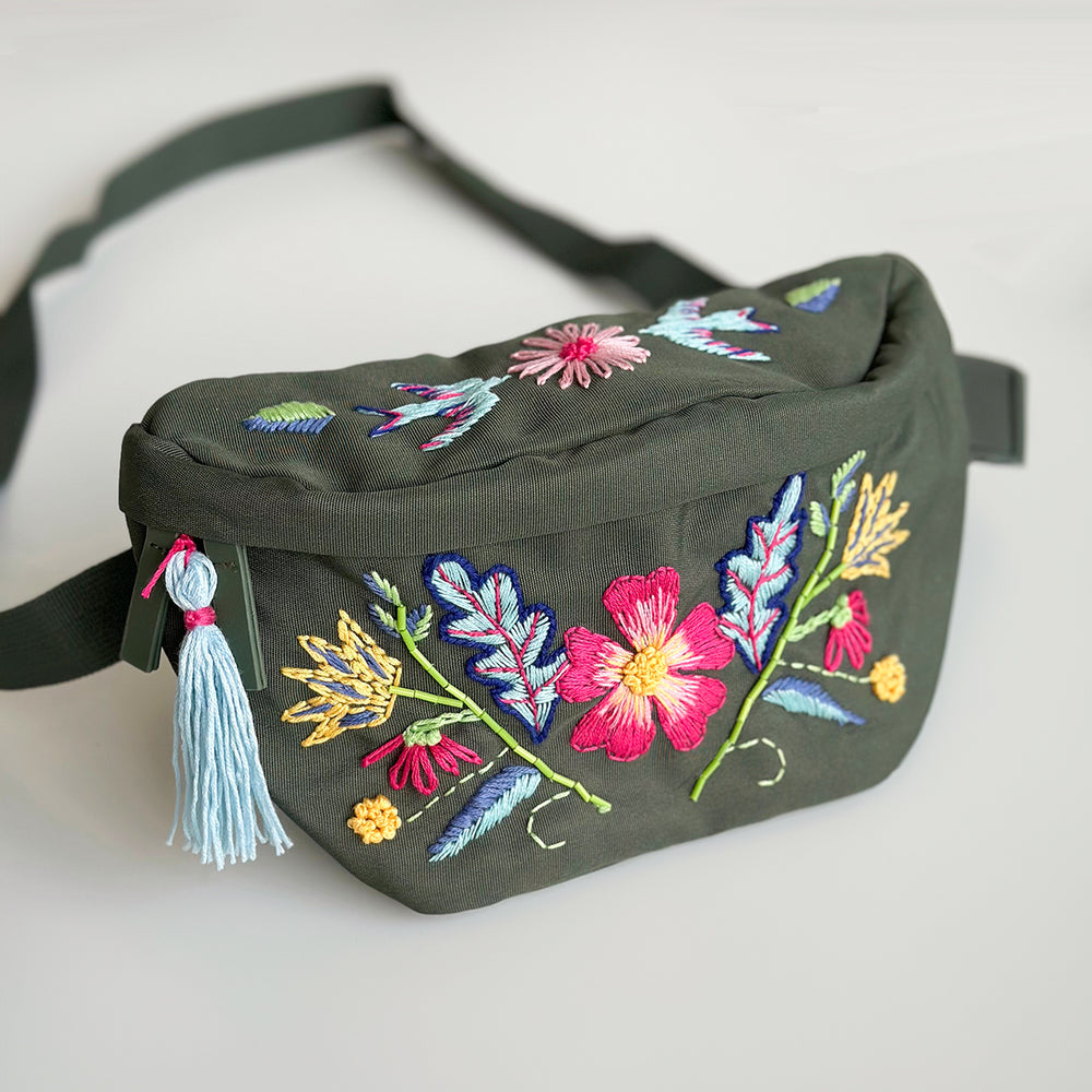 
                      
                        Embroidered Botanical Bum Bag Kit - Khaki Green
                      
                    