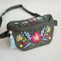 Embroidered Botanical Bum Bag Kit - Khaki Green