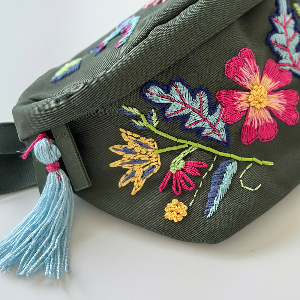 
                      
                        Embroidered Botanical Bum Bag Kit - Khaki Green
                      
                    