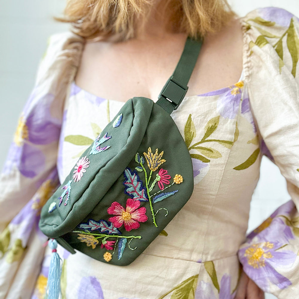 
                      
                        Embroidered Botanical Bum Bag Kit - Khaki Green
                      
                    