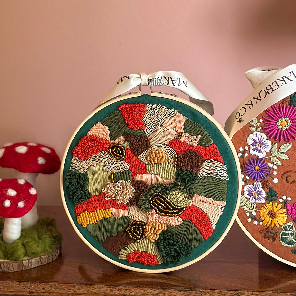 Textured Moss Embroidery, 7 inch