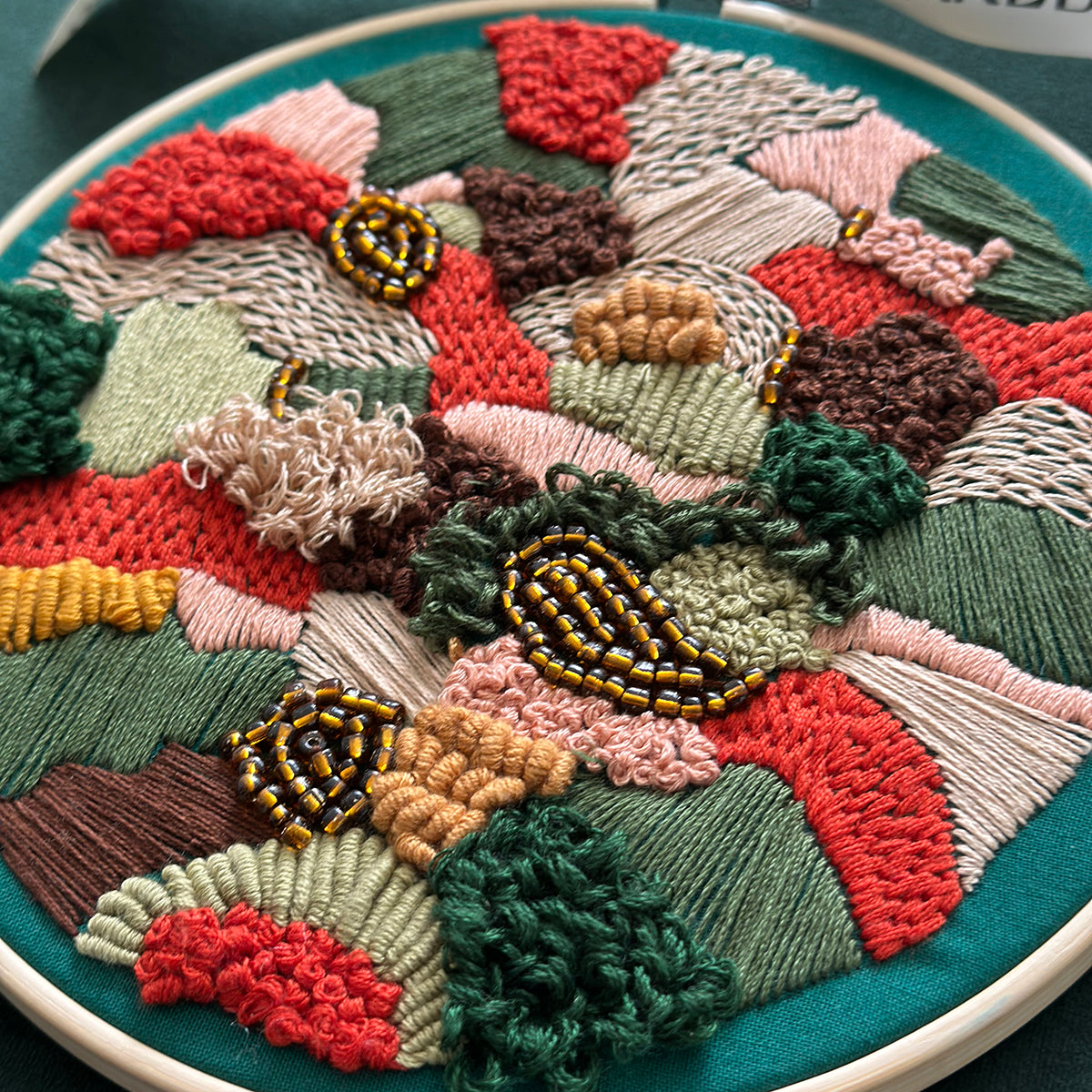 Textured Moss Embroidery, 7 inch