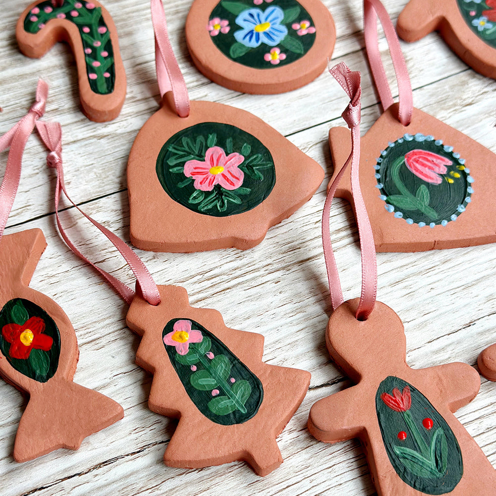 
                      
                        Festive Floral Terracotta Clay Tree Decorations
                      
                    