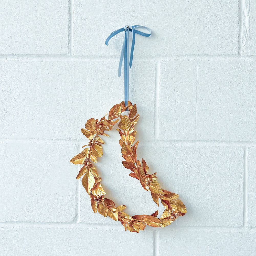 Celestial Golden Fig Leaf Moon Wreath