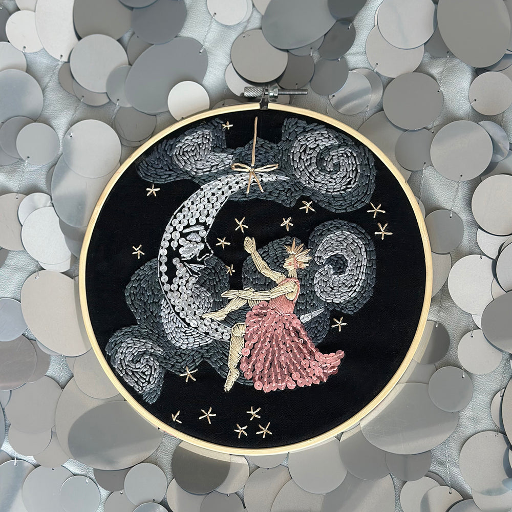 The Aerialist in the Moon Embroidery – 8 inch