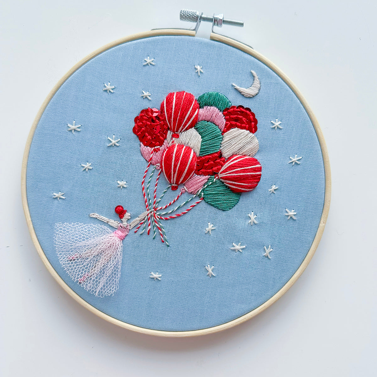Fly Me To The Moon Stump Work Embroidery – 7 inch