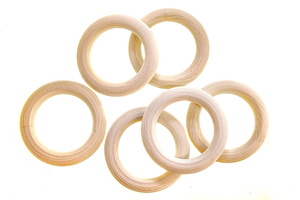 6 x Wooden Macrame Rings 55mm