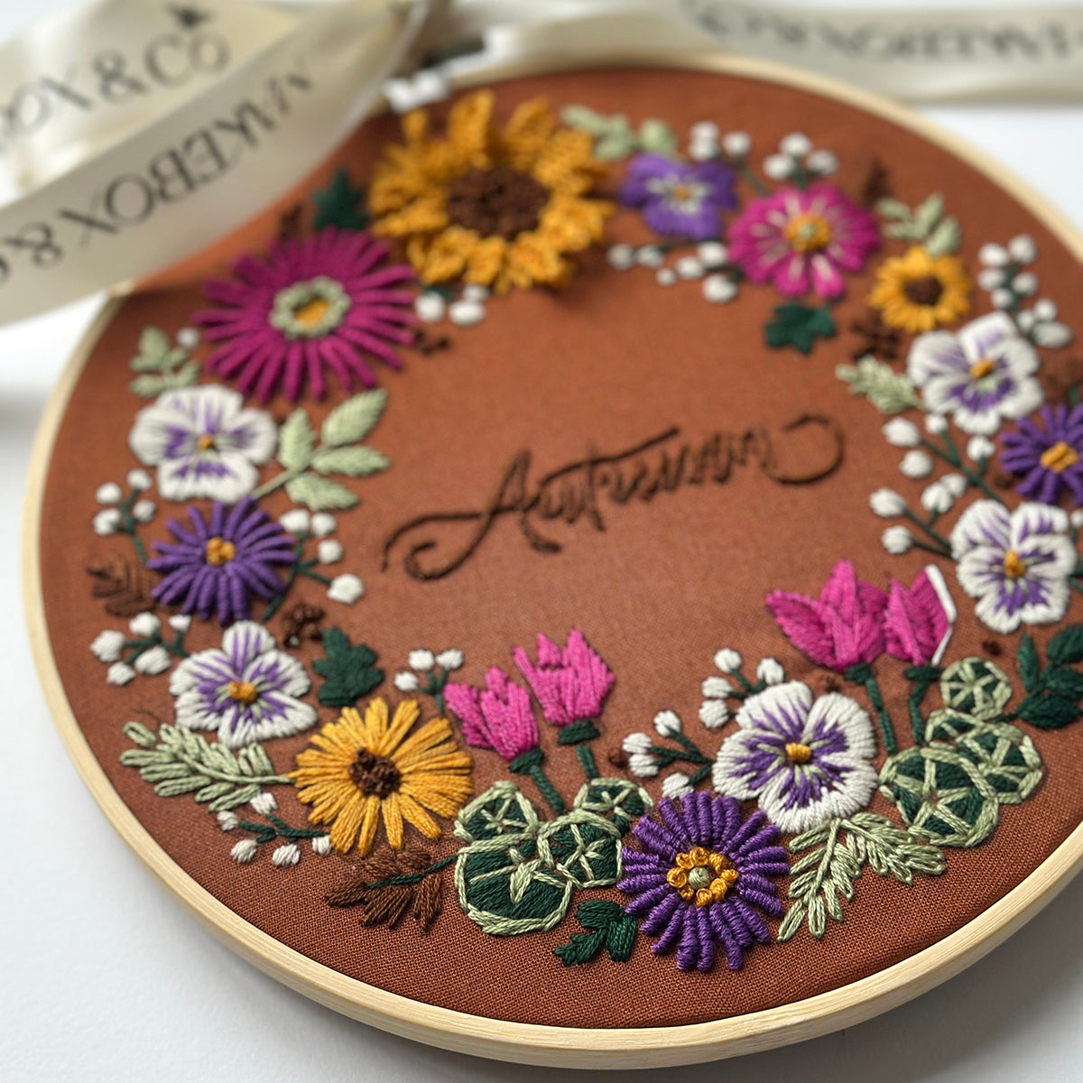 Autumn Florals Embroidery, 8 inch