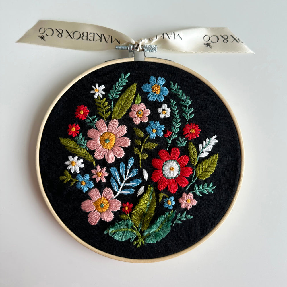 Wildflower Meadow Embroidery, black, 7 inch