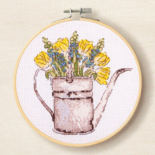  DMC Cross Stitch Kit with Hoop: Sunshine Flowers Watering Can - MakeBox & Co.