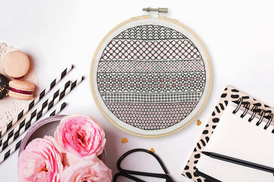 Embroidery Kit: Blackwork: Stripe - MakeBox & Co.