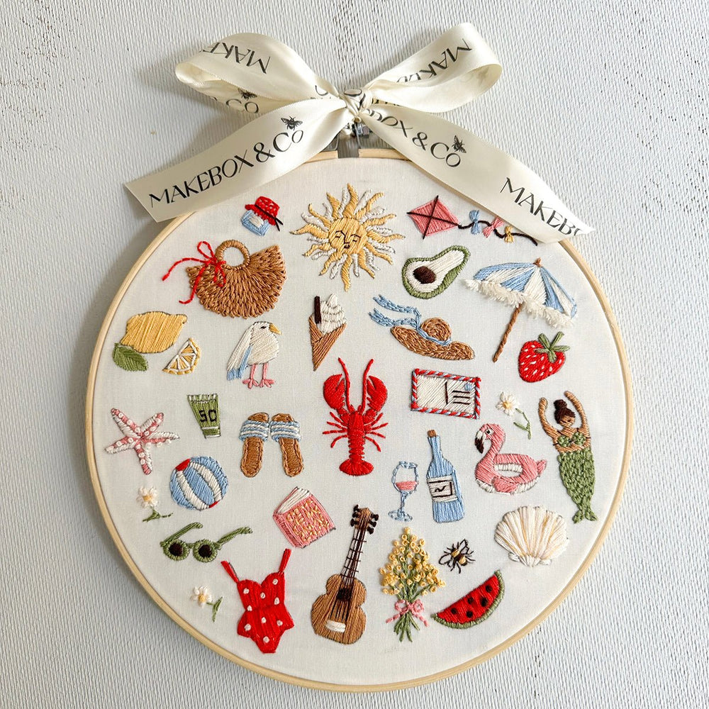 
                      
                        Embroidery Kit with hoop: 30 days of Summer Stitches - MakeBox & Co.
                      
                    