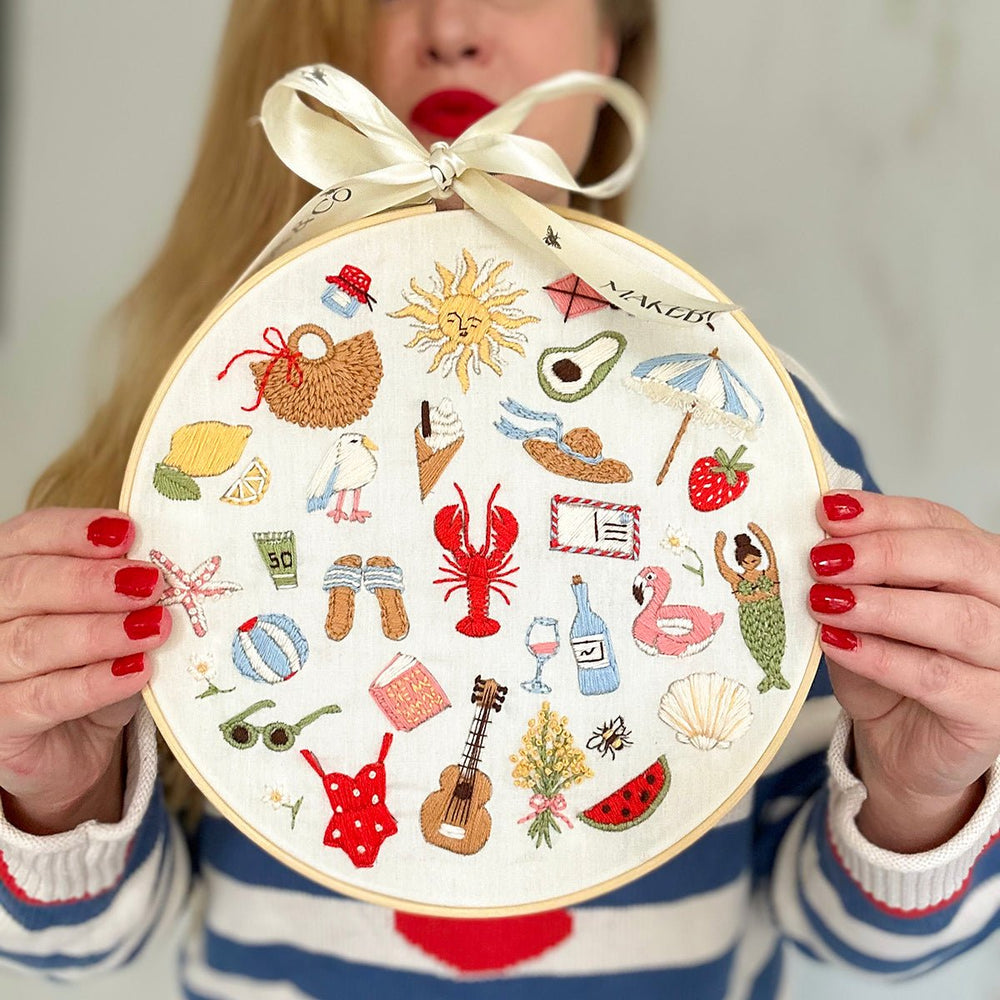 
                      
                        Embroidery Kit with hoop: 30 days of Summer Stitches - MakeBox & Co.
                      
                    