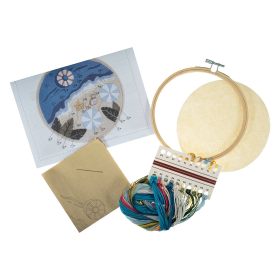 Embroidery Kit with Hoop: Beach - MakeBox & Co.