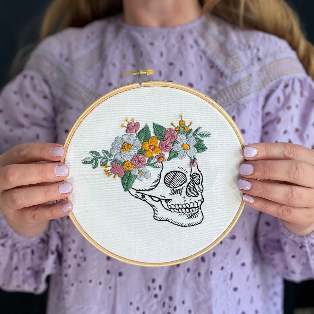 
                      
                        Floral Skull Embroidery w/digital instructions - MakeBox & Co.
                      
                    