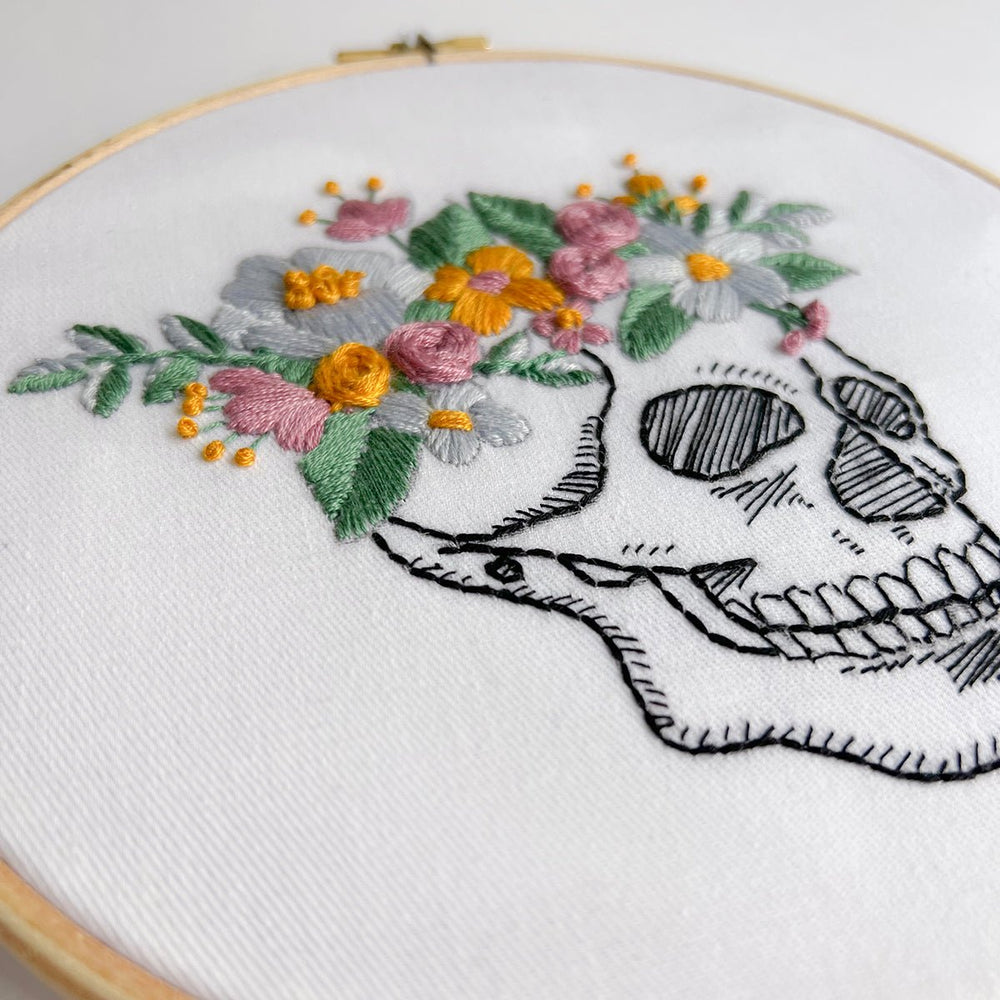 
                      
                        Floral Skull Embroidery w/digital instructions - MakeBox & Co.
                      
                    