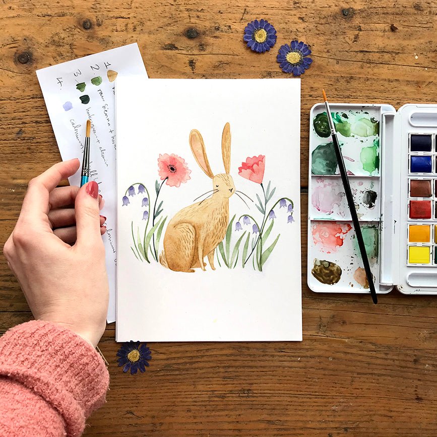 Happy Hare Watercolour With Emma Block - Download and Video Tutorial - MakeBox & Co.