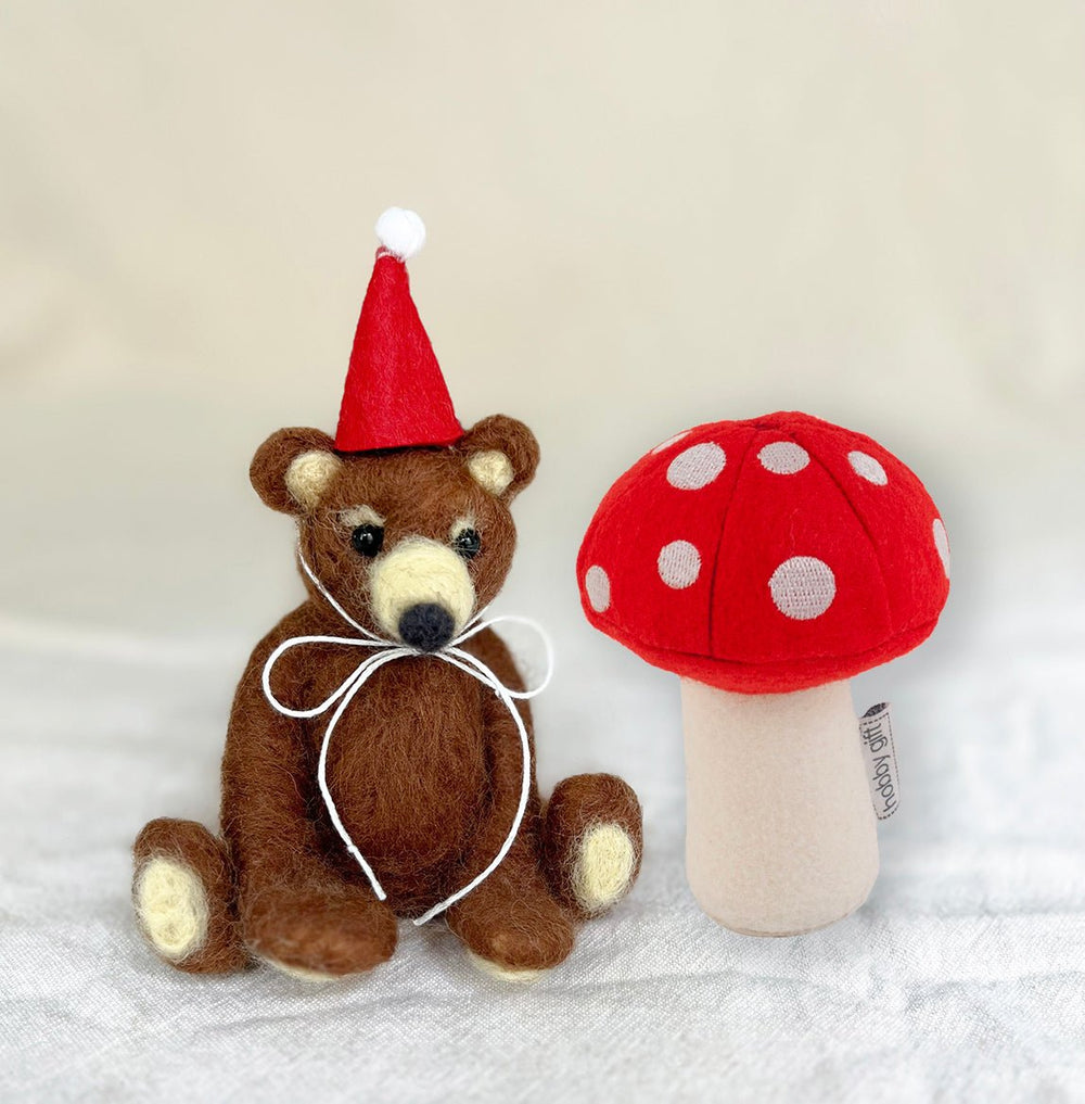 Needle Felted Bear and Toadstool Pincushion - MakeBox & Co.