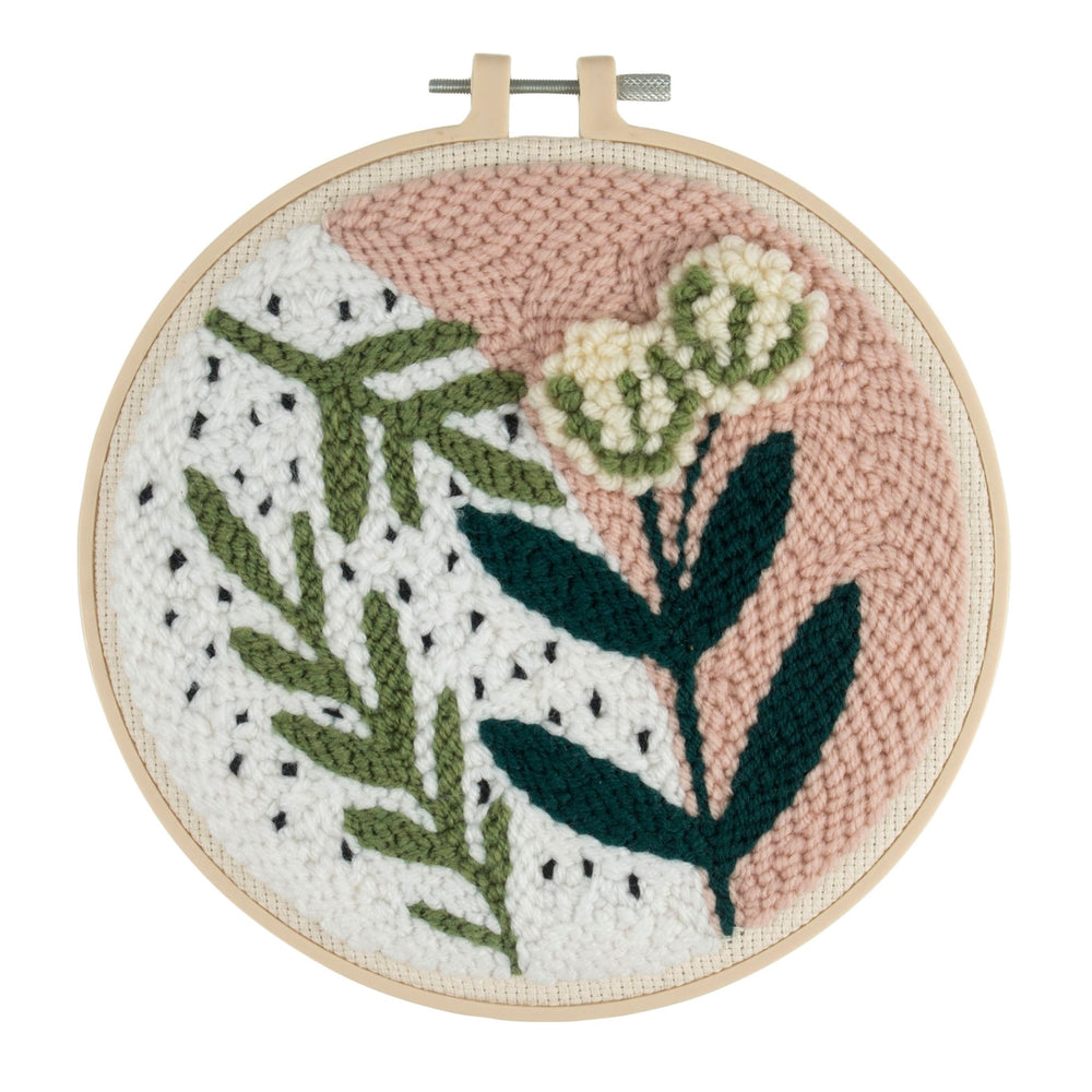 Punch Needle Kit: Yarn and Hoop: Foliage Floral - MakeBox & Co.