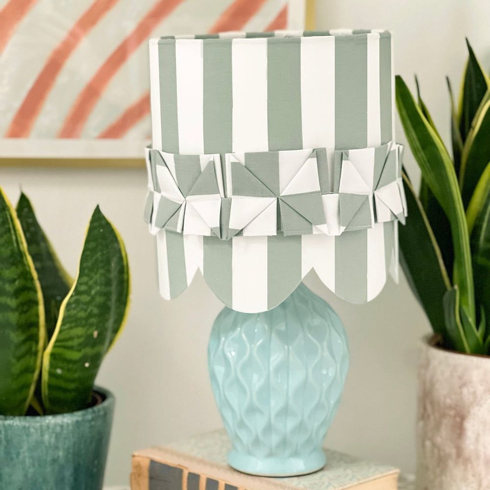 
                      
                        Sage Striped & Scalloped Lampshade Making Kit - MakeBox & Co.
                      
                    