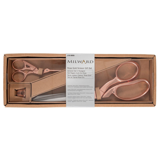 Scissors: Gift Set: Dressmaking and Embroidery Scissors with Thimble: Rose Gold - MakeBox & Co.