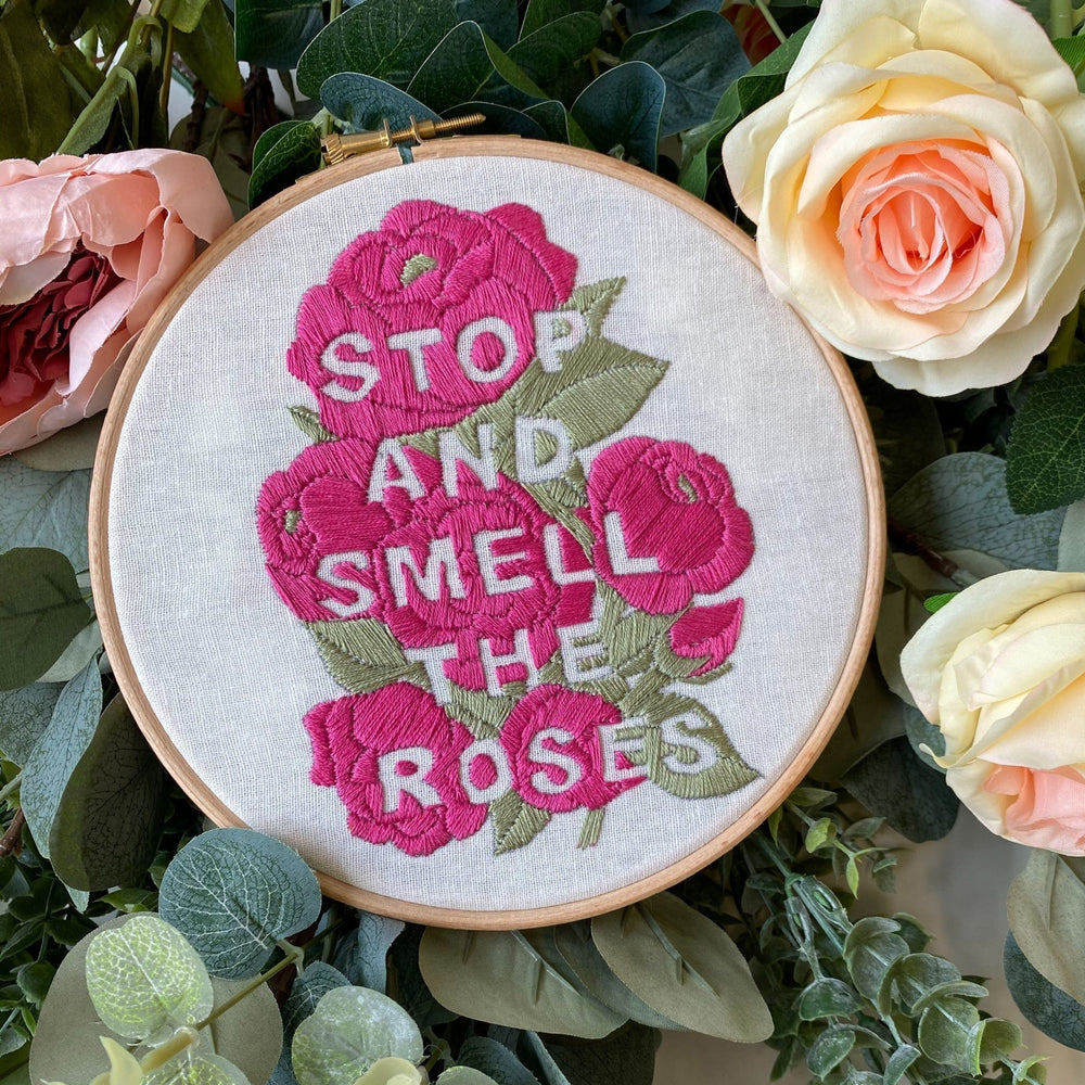 Stop and smell the Roses Embroidery - Digital Download - MakeBox & Co.