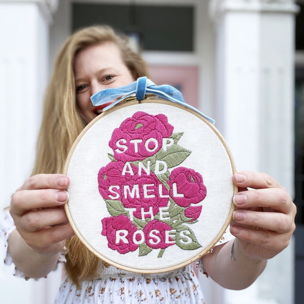 Stop and smell the Roses Embroidery - Digital Download - MakeBox & Co.