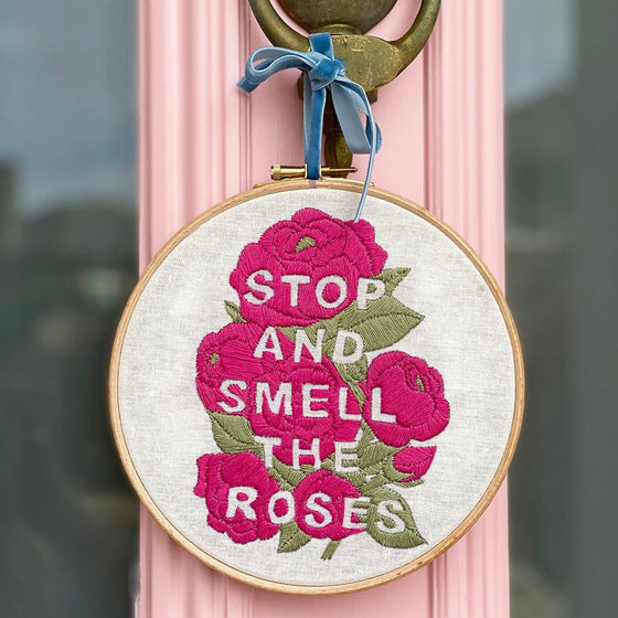 Stop and smell the Roses Embroidery - Materials + Digital Instructions - MakeBox & Co.
