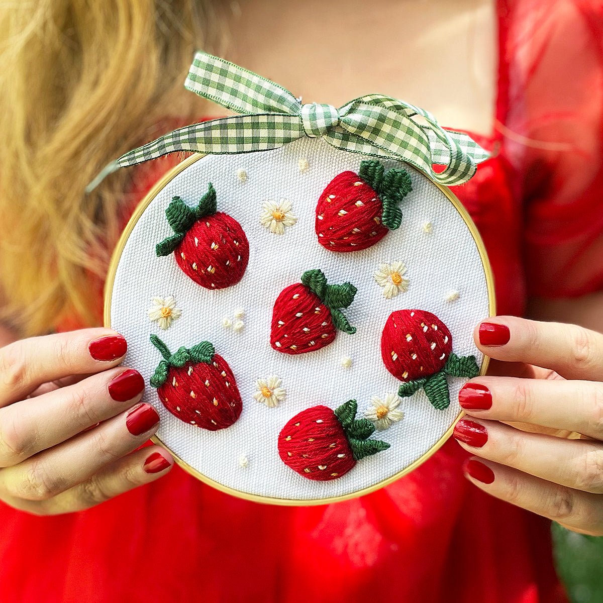 Strawberry Stumpwork Embroidery w/digital instructions - MakeBox & Co.