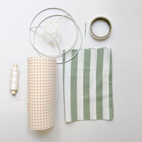 Striped & Scalloped Lampshade Making Kit SAGE - MakeBox & Co.