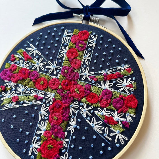 The Floral Union Jack Embroidery - MakeBox & Co.