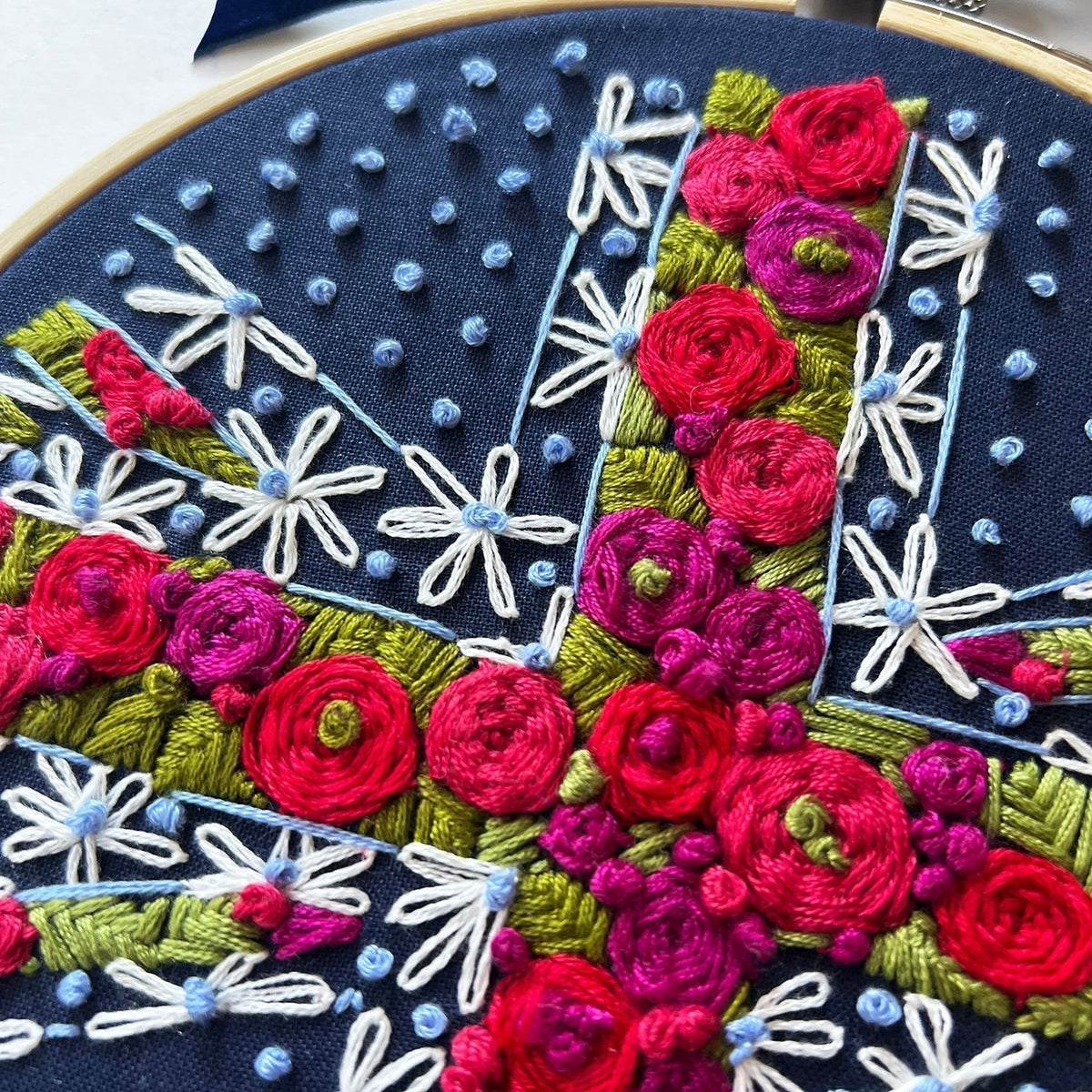 The Floral Union Jack Embroidery - MakeBox & Co.
