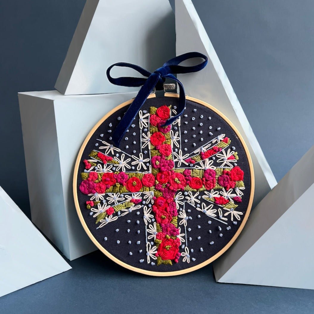 The Floral Union Jack Embroidery - MakeBox & Co.