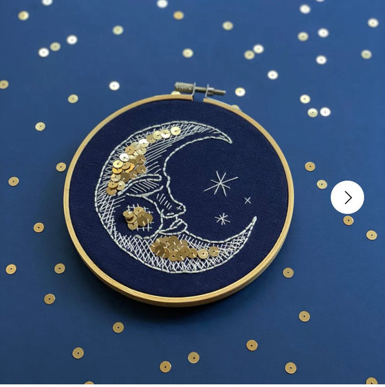 The Man in the Moon & Moth Embroideries - MakeBox & Co.