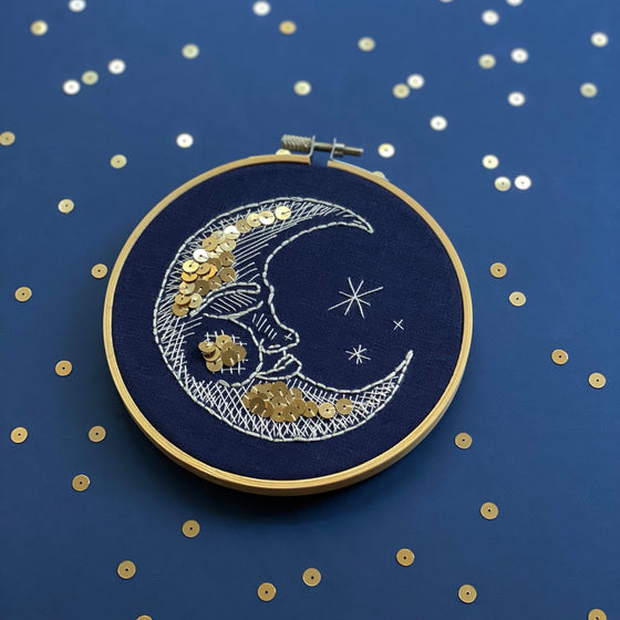 The Man in the Moon & Moth Embroideries - MakeBox & Co.