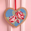 The Rosy Heart Large Wooden Cross Stitch - MakeBox & Co.