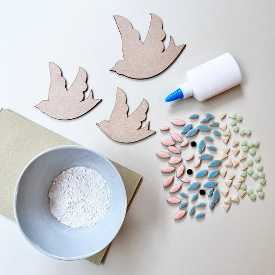 Three Little Mosaic Birds - MakeBox & Co.